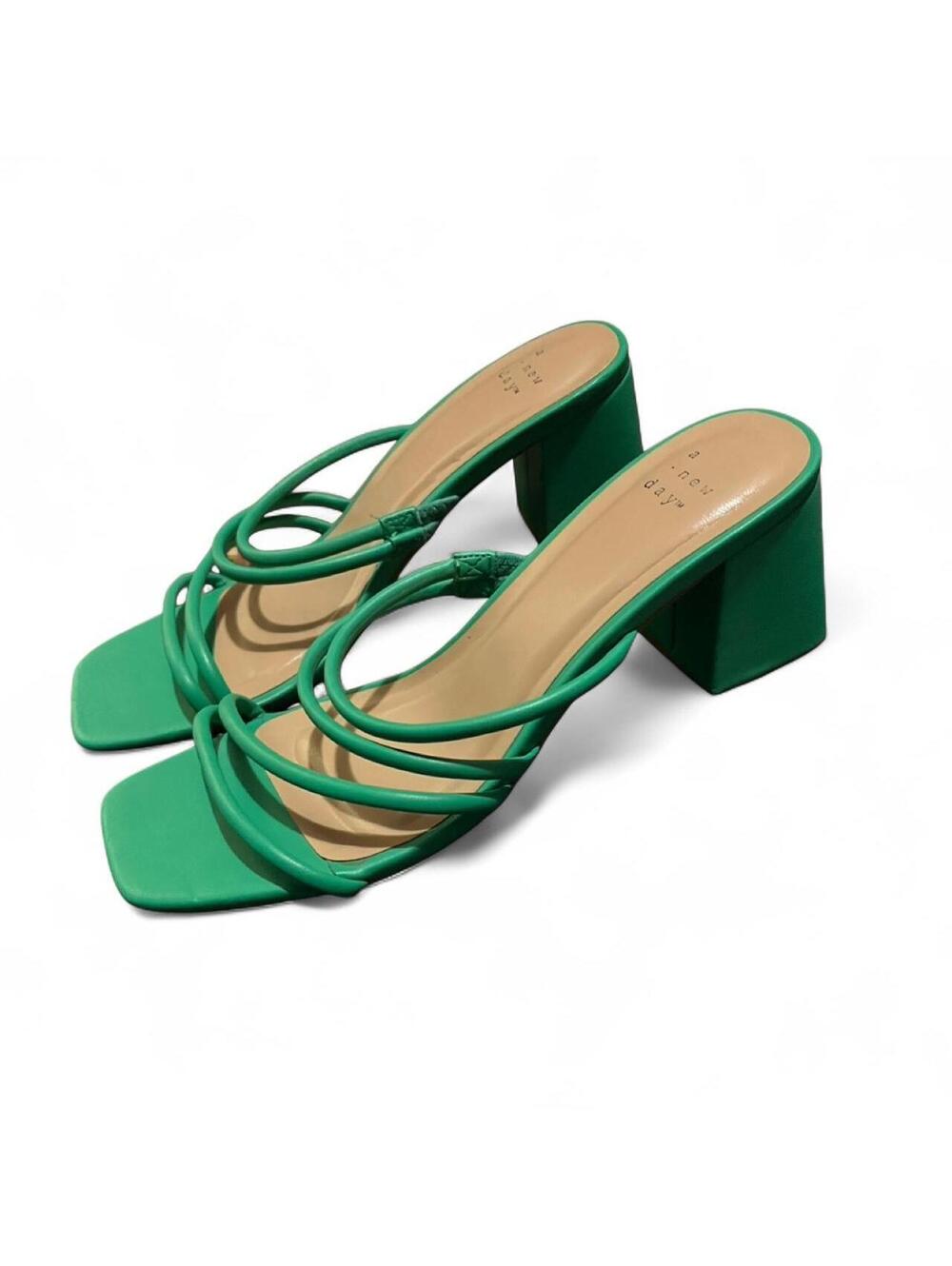 Size 9 A New Day Green Strappy Block Heel Sandals - Picture 4 of 6